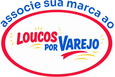 logo do loucos por varejo, escrito em cima "associe sua marca ao [Logo loucos por varejo]"